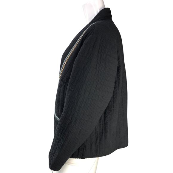 J Jill Pure Elements Womens Plus Size 2X Jacket Seersucker Open Pockets Black - Picture 5 of 16